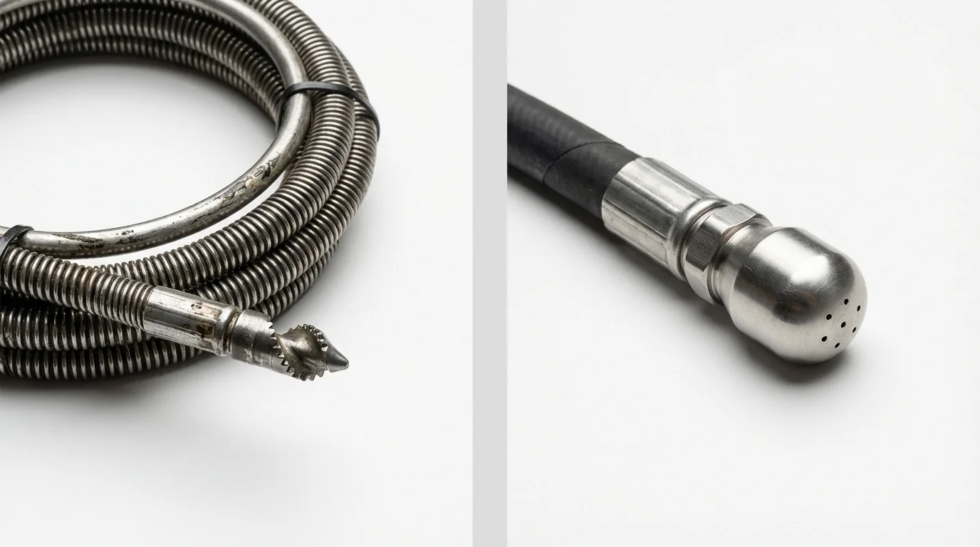 Drain snake cable and hydro jetting nozzle used for drain cleaning in Taylor, PA