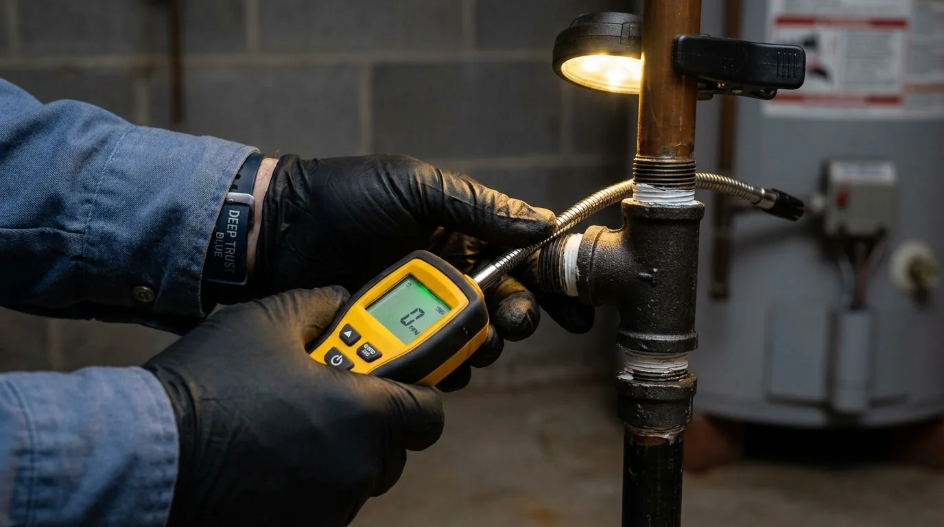Gas leak detection with electronic sniffer by Johns Plumbing LLC in Taylor