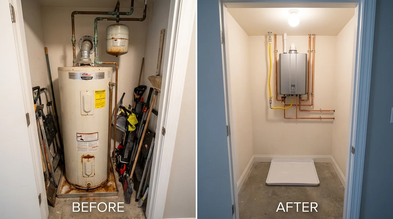 Tank water heater versus wall-mounted tankless unit comparison for Taylor, PA homeowners